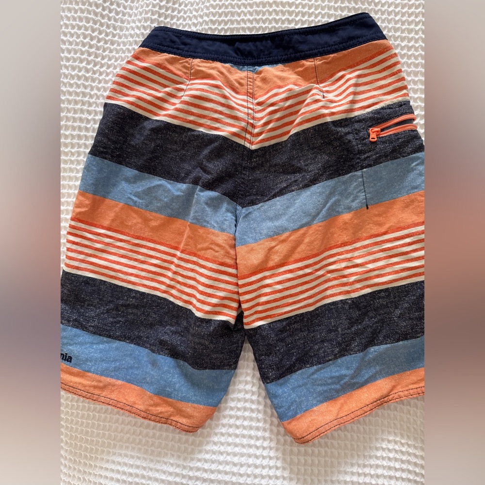 Patagonia boys board short 
 Striped Swim Shorts - Orange and Blue - Picture 3 of 3